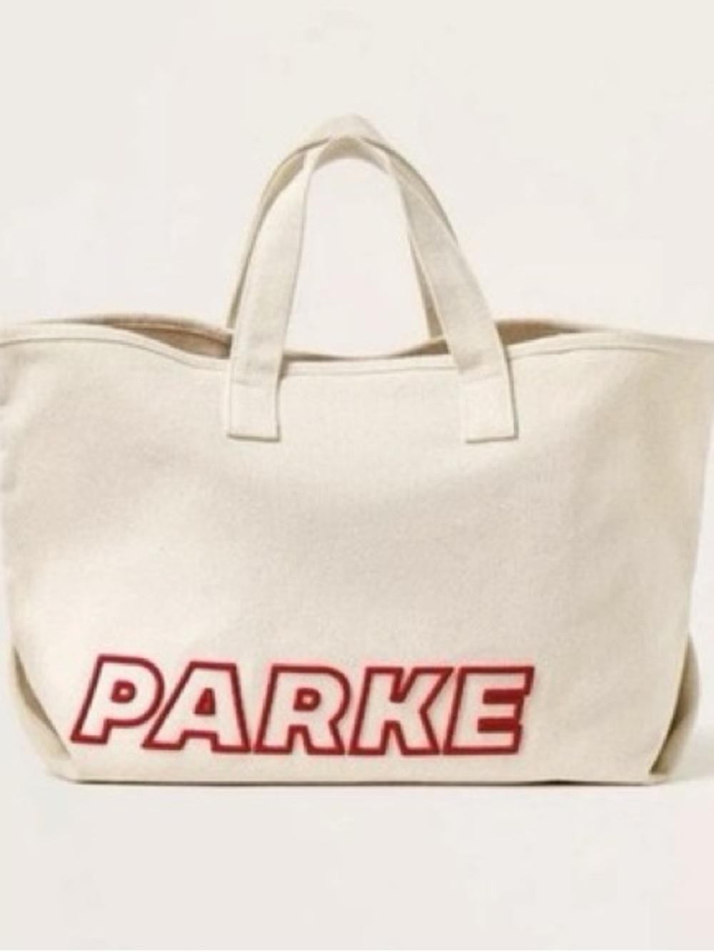 NWT Parke x Target Cream Canvas Tote with Red Logo